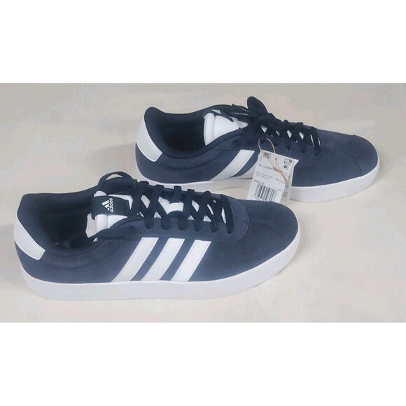 adidas VL Court 3.0 Navy Blue/White Suede Low Men\'s Size 10.5 ID6275 New In Box main image 4